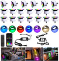FVTLED Recessed LED Deck Lights Kit, Φ1.77 Low Voltage WiFi Pixel RGBW+IC Deck Lighting Work with Alexa/Google Home, IP67 Waterproof Outdoor Step Lights DC12V for Garden,Steps,Stair(20 Pack, Black)