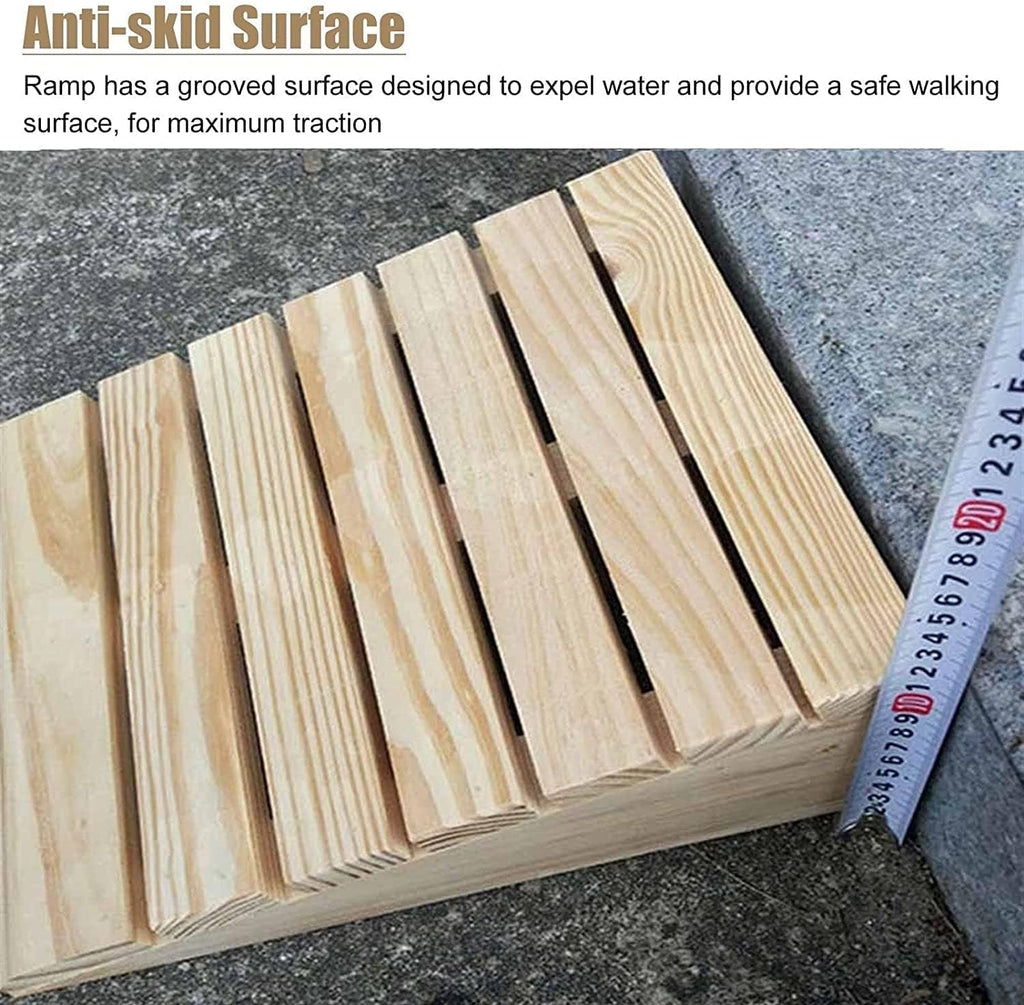 Portable Wooden Threshold Ramps, Wheelchairs Scooters Bicycles Barrier Free Access, for Home/Hotel Stairs Entrance Doorway(30x30.8x12cm)