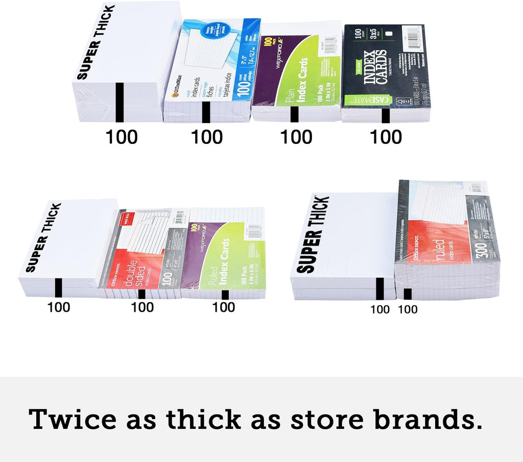 3,000 SUPER THICK index cards / 3'x5' / 14pt (0.014') 100lb / blank un-ruled/archival acid-free in bulk