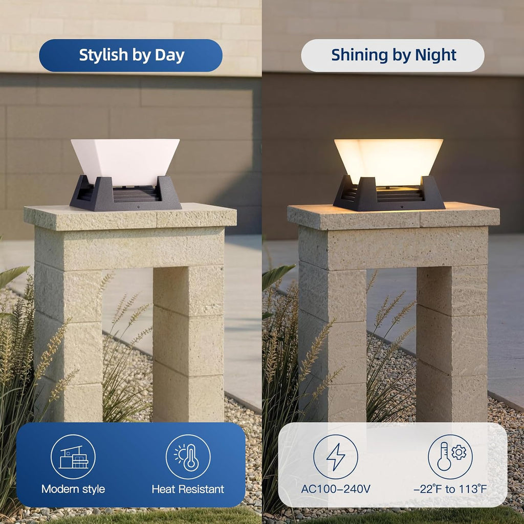 Outdoor Post Lights, 11' Hard Wired Pillar Light, IP54 Waterproof Column Lamp E26 LED Bulb Modern Fence Deck Lantern 3000K Outside Landscape Lighting for Patio Garden Backyard Gate Decoration