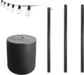 Outdoor String Light Pole Stand with 25 ft G40 Bistro String Lights - 9.5 Feet, Black, Heavy-Duty with Freestanding Tank Base for Grass, Patio, Deck, Events