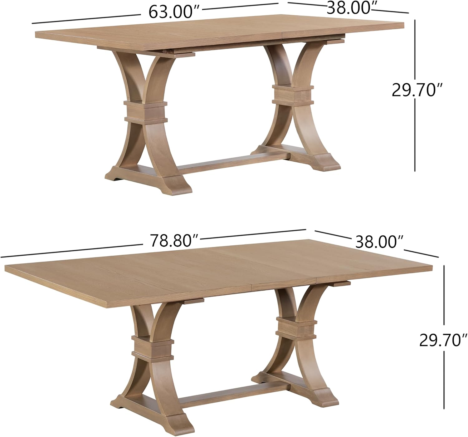 Christopher Knight Home Ethan Extendable Dining Room Table for 6, Wooden Rectangular Expandable Kitchen Table, Vintage Dining Table for Dining Room Kitchen, Light Natural