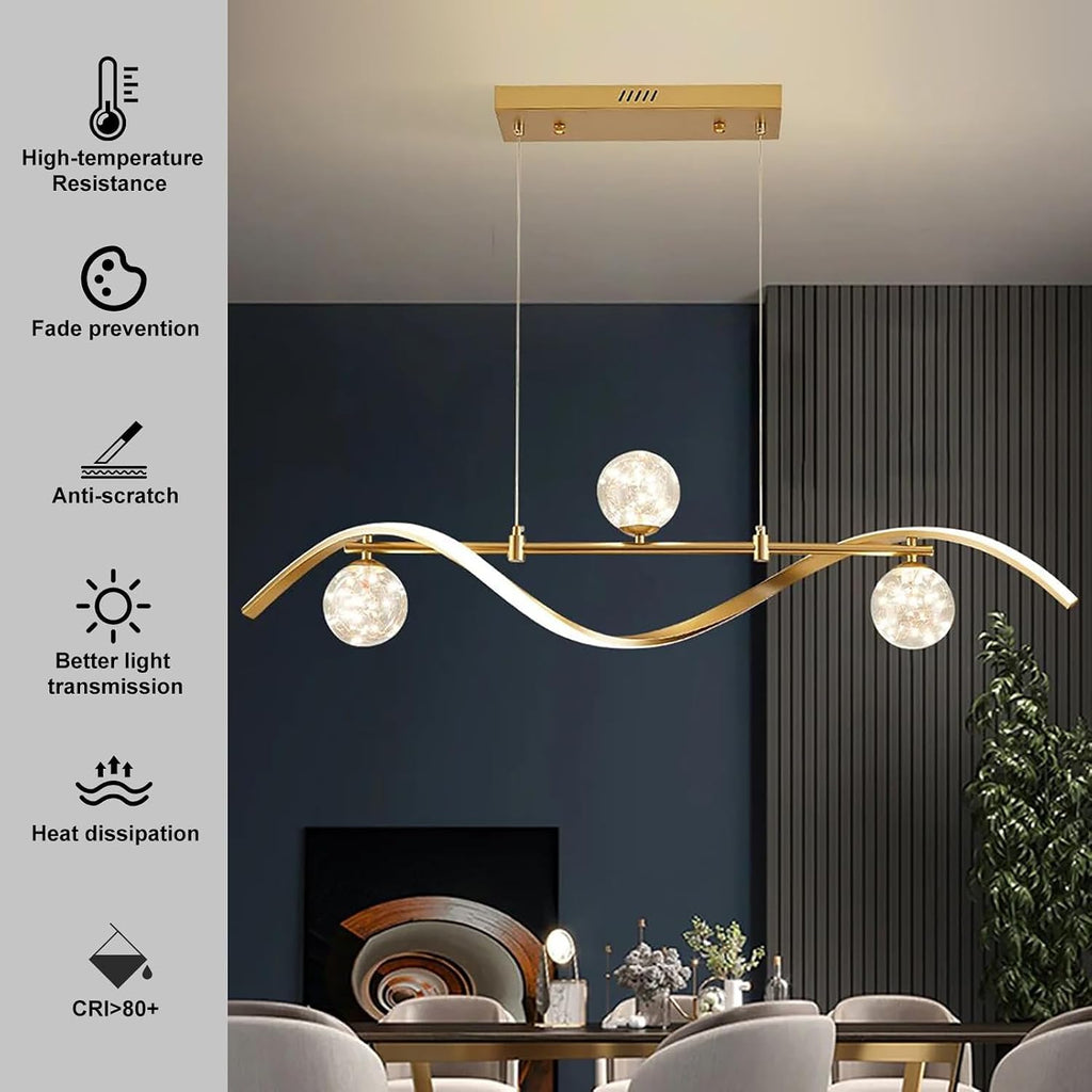 homary 40.2' Dimmable Kitchen Island Lighting, Gold 4-Light Dining Room Light Fixture Over Table Linear LED Chandelier Island Lights for Kitchen