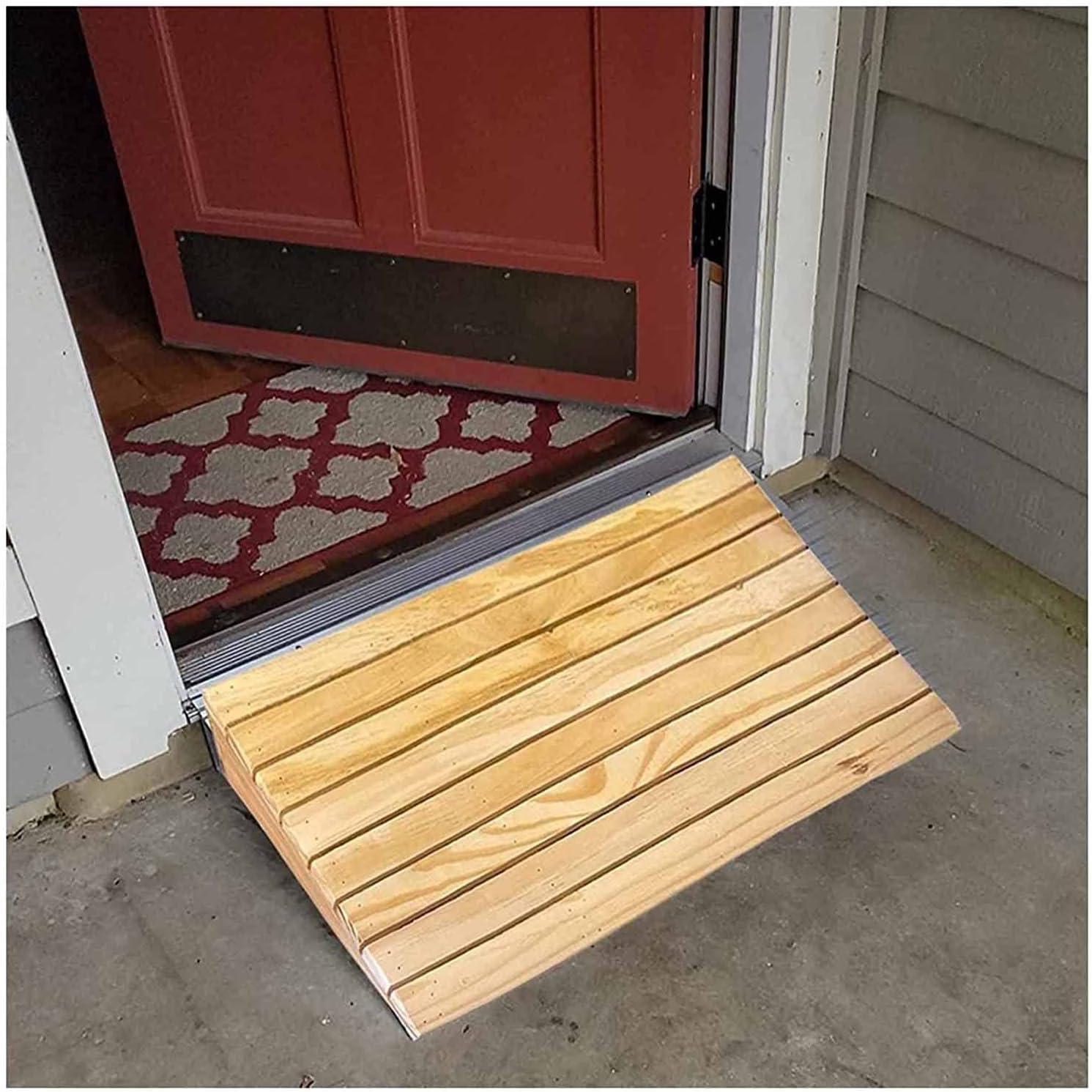 JYDQM Wheelchair Ramp Portable Wooden Threshold Ramps for Doorways, Pets/Kids/Elderly/Disabled Entryway Ramp Wheelchair Ramp 3/4/5/6 Inch Rise, Non Slip Curb Ramp(Size:30.8 x 30 x 12cm)
