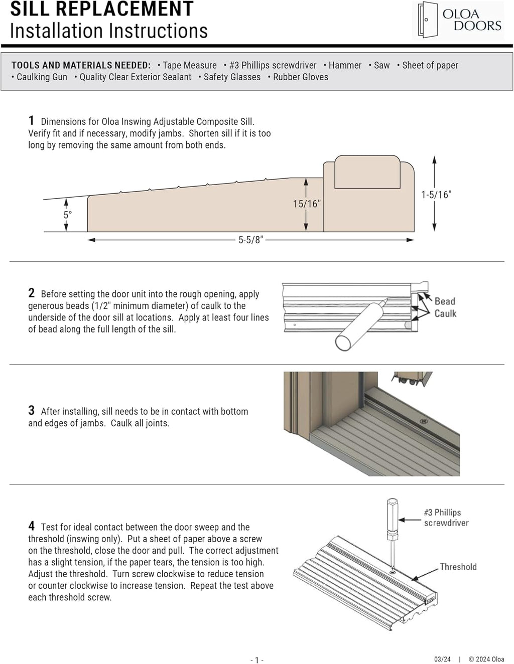 Inswing Threshold 5 5/8 inch Wide Oloadoors Aluminum Composite Sill Inswing 72 inch Long with Composite Cap and Composite Base for Exterior Front Door. Patina Finish (Patina-72)