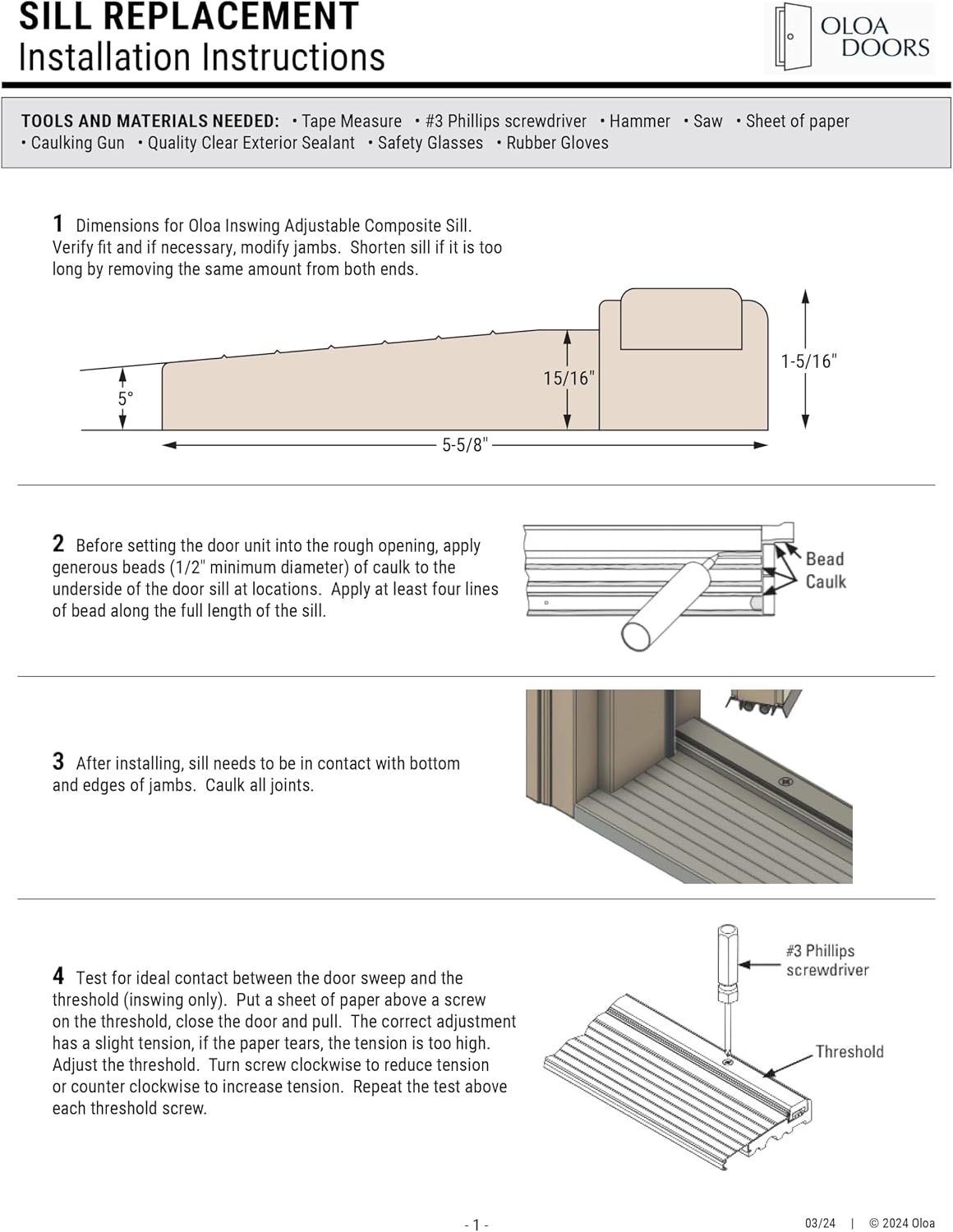 Inswing Threshold 5 5/8 inch Wide Oloadoors Aluminum Composite Sill Inswing 72 inch Long with Composite Cap and Composite Base for Exterior Front Door. Patina Finish (Patina-72)