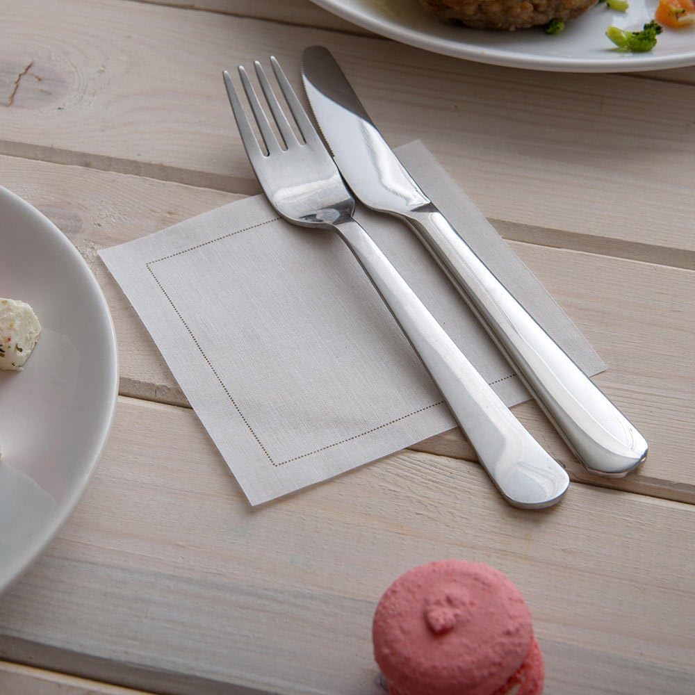 Restaurantware Napluxe Organic Cotton Cocktail Beverage Napkins - Soft and Durable 4.5' x 4.5' Ecru Paper Napkins - Disposable and Recyclable - 500-CT