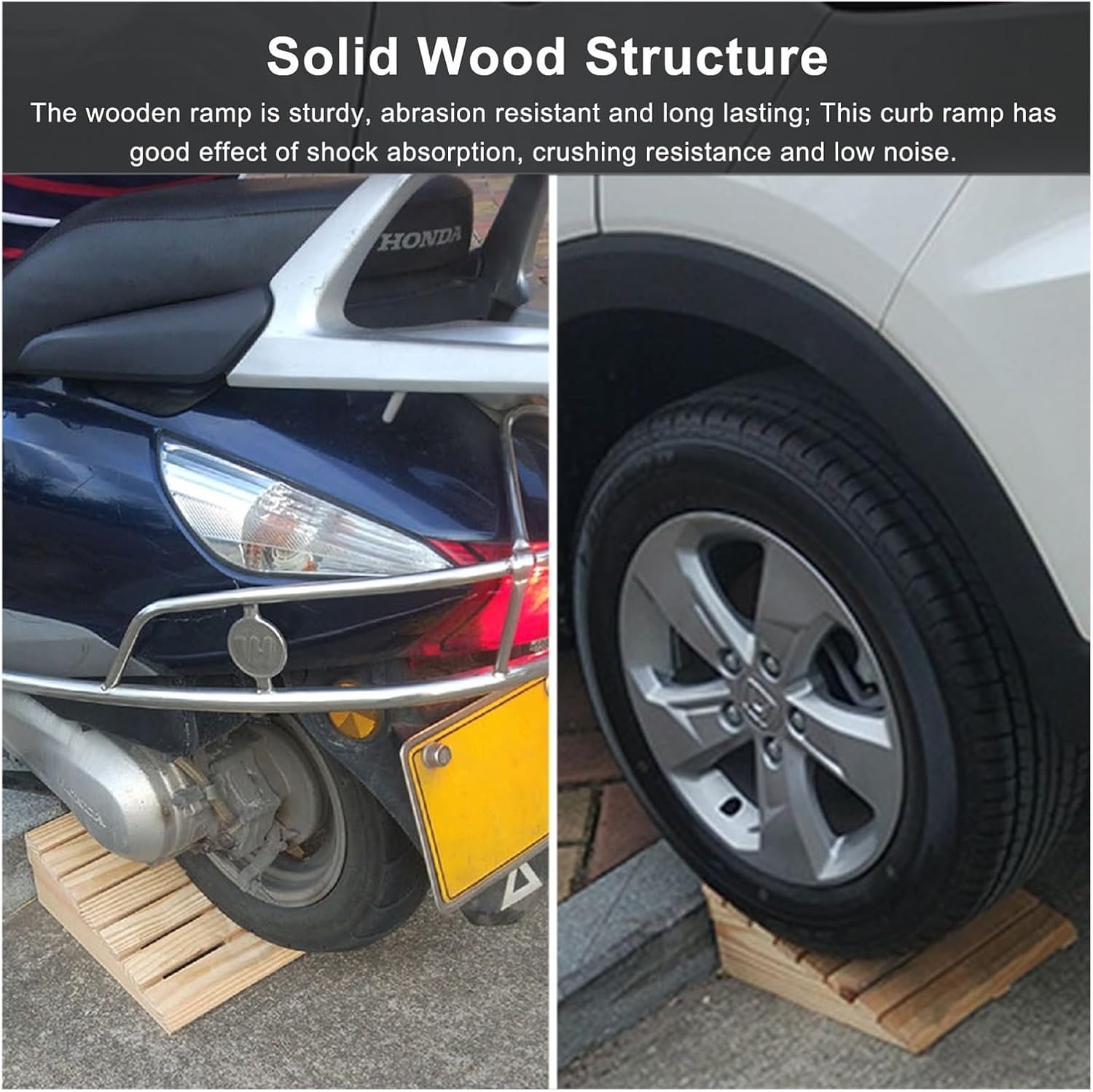 Portable Threshold Ramp 7inch Tall Wooden Threshold Ramps for Doorways, Portable Anti-Slip Curb Slope for Pets/Kids/Elderly/Disabled, Load - 270kg(60x45x18cm/23.6x17.7x7in)