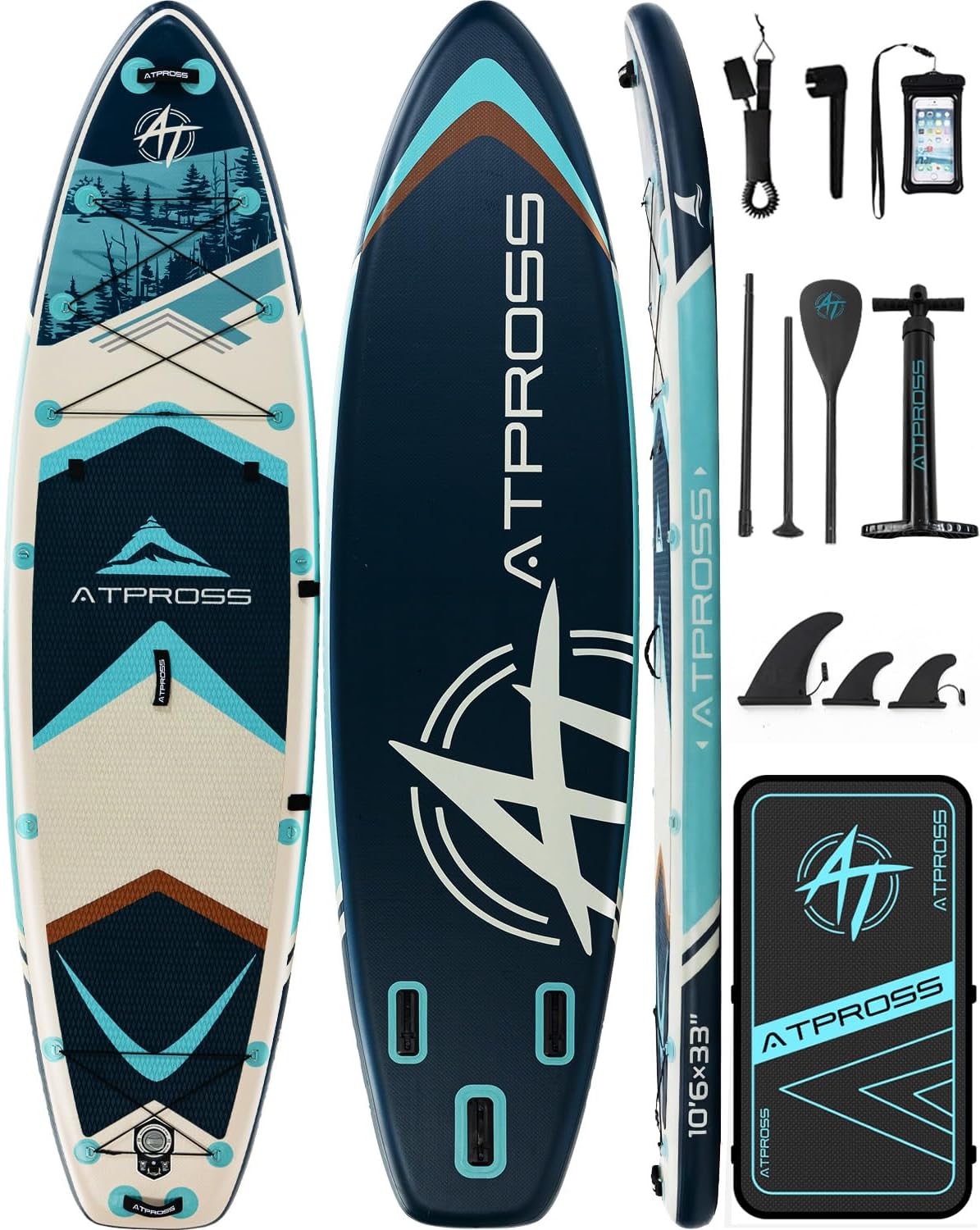 10'6''x33''Inflatable Stand Up Paddle Board, 400lbs Extra Wide Stand Up Paddleboard with Kayak Seat, Anti-Slip EVA Deck Premium SUP Accessories Kit, Non-Slip Stable Deck Boat