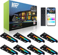 8 Pack 7 Inch 5W Retaining Wall Lights Outdoor, RGBCW LED Hardscape Lighting Color Changing, Low Voltage Landscape Lights 12V AC/DC, IP65 Waterproof Paver Lights Smart APP & Remote Control, FCC Listed