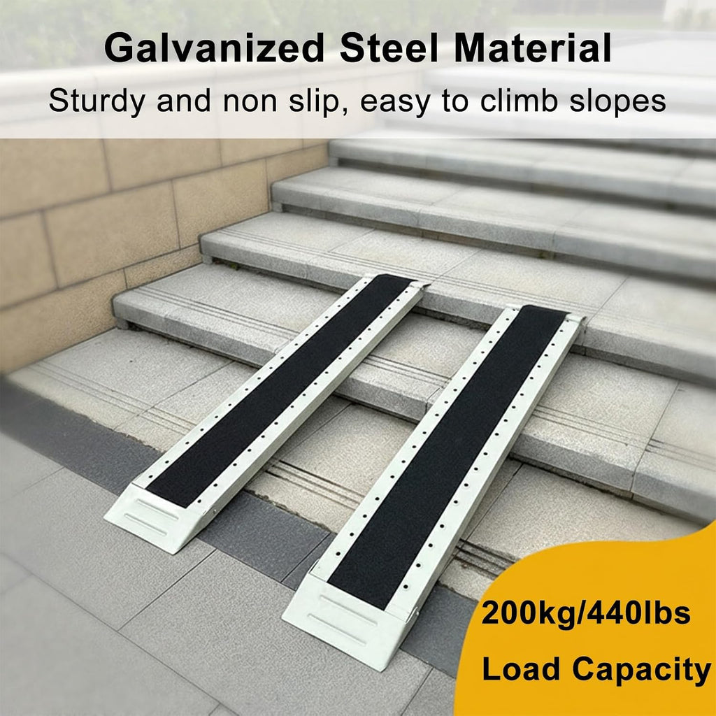 Wheelchair Ramp Threshold Ramps for Doorways with Handle, 440 lbs Load Capacity, for Stairs Wheelchairs Bicycles Walking Aids(100x25x5cm/39x10x2in)