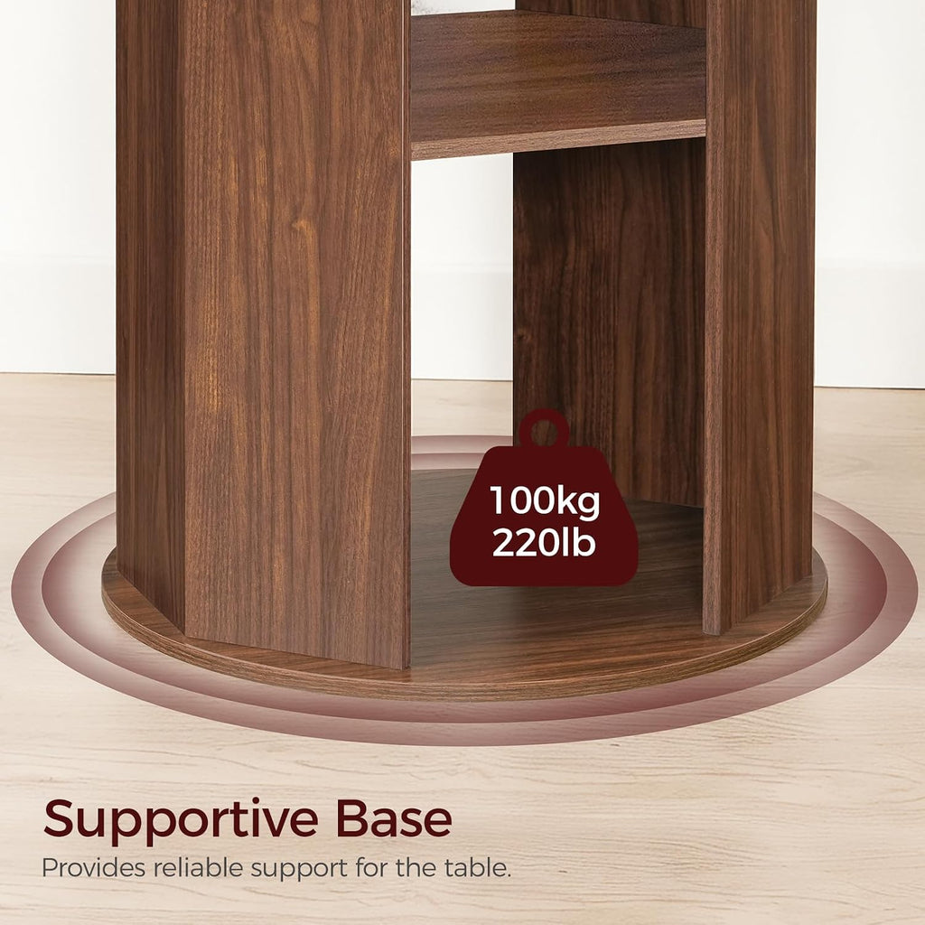 MAHANCRIS 43.3' Round Dining Table with Storage Shelf for 4, Circle Kitchen Dinner Table with Thick Tabletop, Circle Nook Table for Kitchen & Dining Room, Walnut DTWA11001