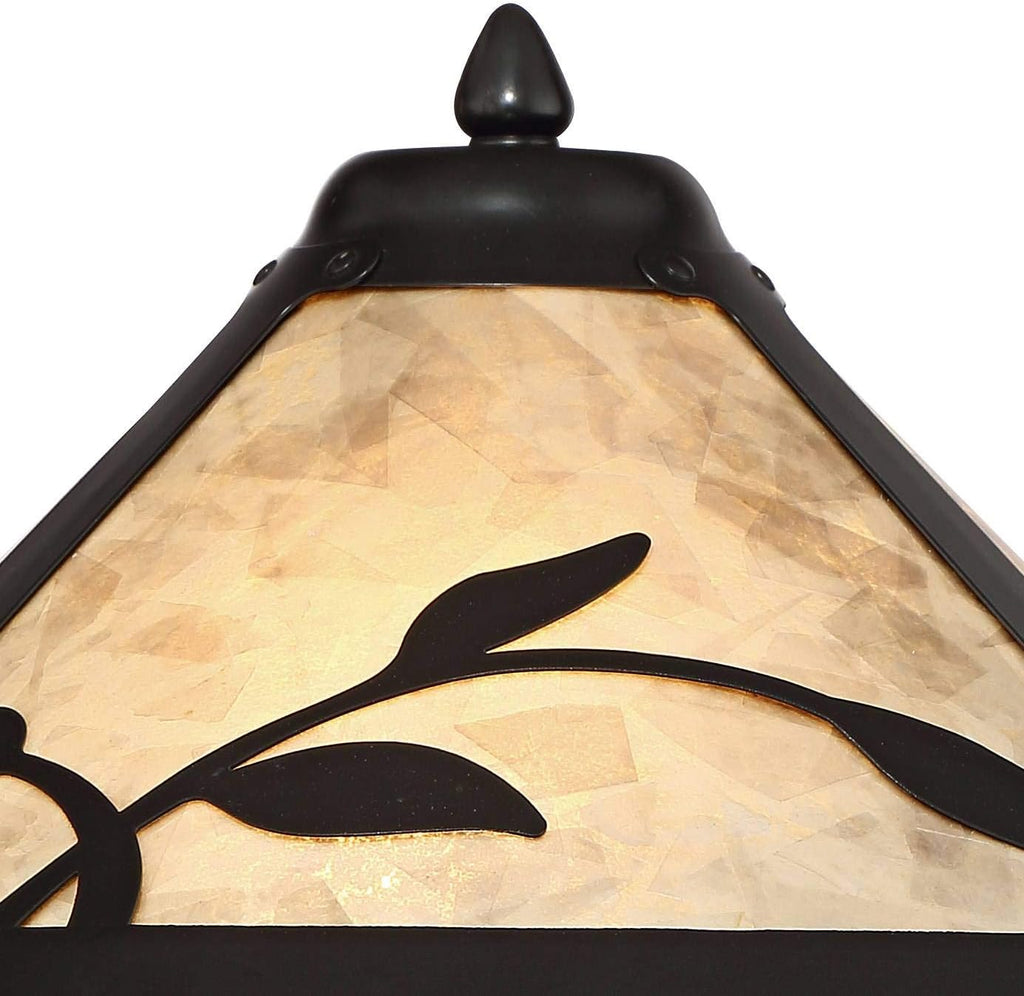 Franklin Iron Works Feuille Rustic Farmhouse Vintage Style Table Lamp 23.75' High Dark Brown Metal Openwork Leaf Accents Mica Cone Shade Cottage Core Decor for Living Room Bedroom House Nightstand