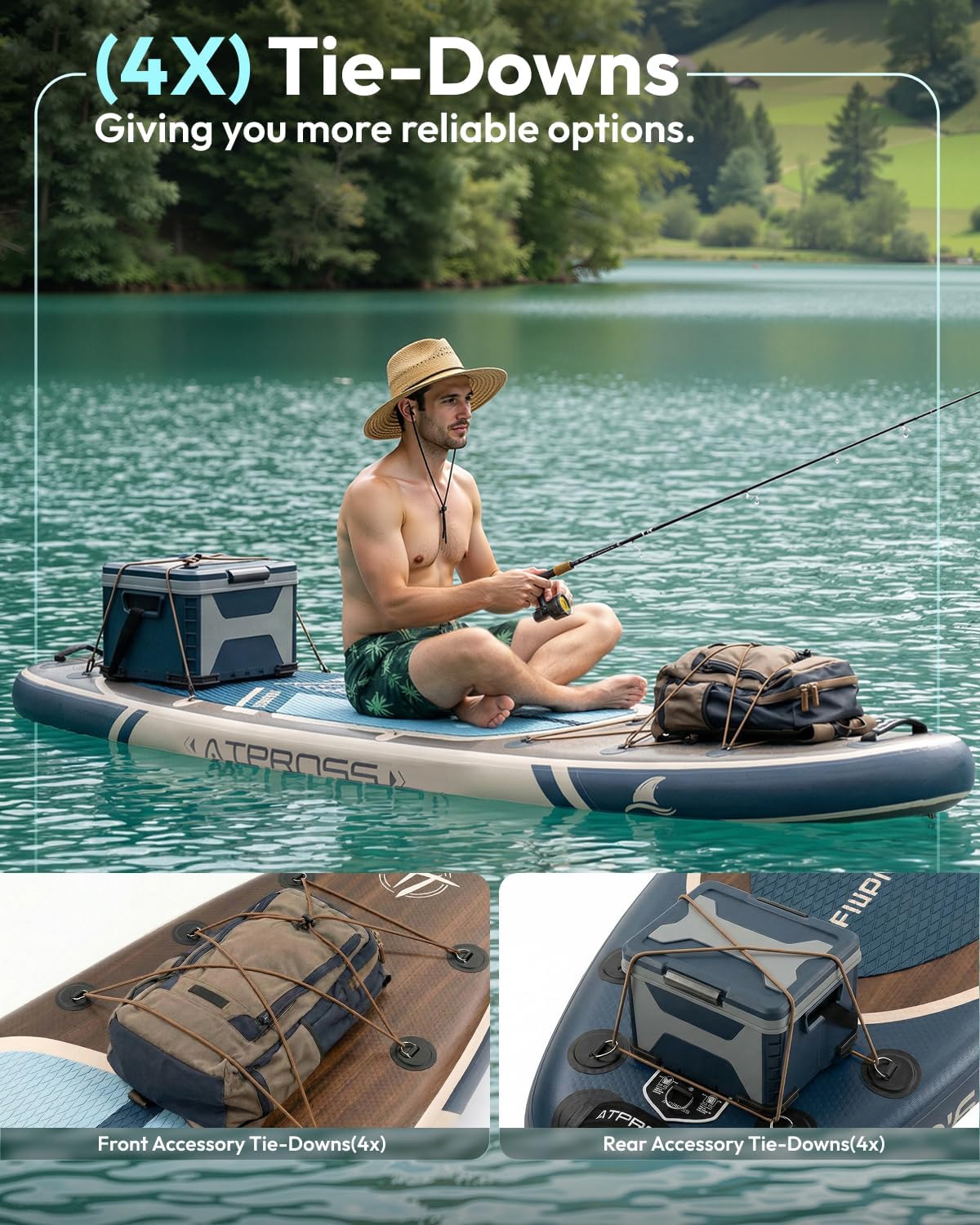 10'6''x33''Inflatable Stand Up Paddle Board, 400lbs Extra Wide Stand Up Paddleboard with Kayak Seat, Anti-Slip EVA Deck Premium SUP Accessories Kit, Non-Slip Stable Deck Boat