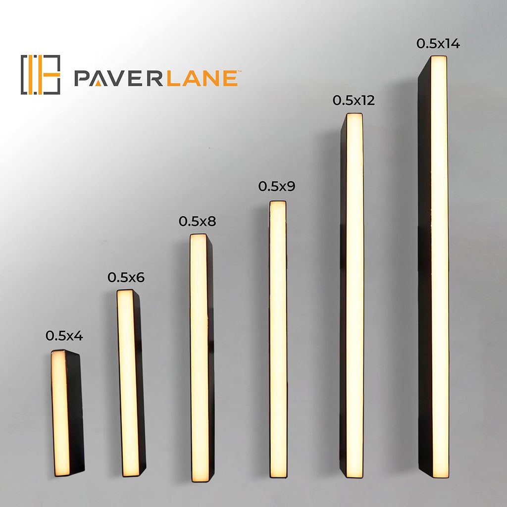 LUMENGY Slim Paver Light 0.5x8 Inch (0.55x7.87), for Driveway, Pathway, Walkway and Paver Borders, 2700K Glare-Free Linear Lighting, IP67 Waterproof, 12V, Drive-Over Rated, 12-Pack