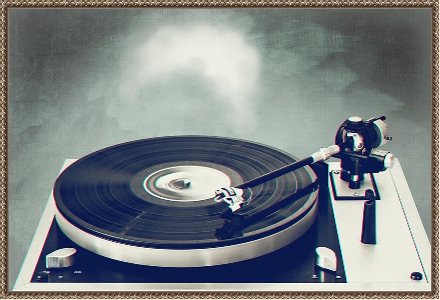 Amanti Art Framed Canvas Wall Art 23x33 Retro Record Player by Dirk Wustenhagen, Framed Wall Art Canvas, Music Artwork, Traditional Decor, Large Poster Painting for Living Room, Bedroom, Bathroom,