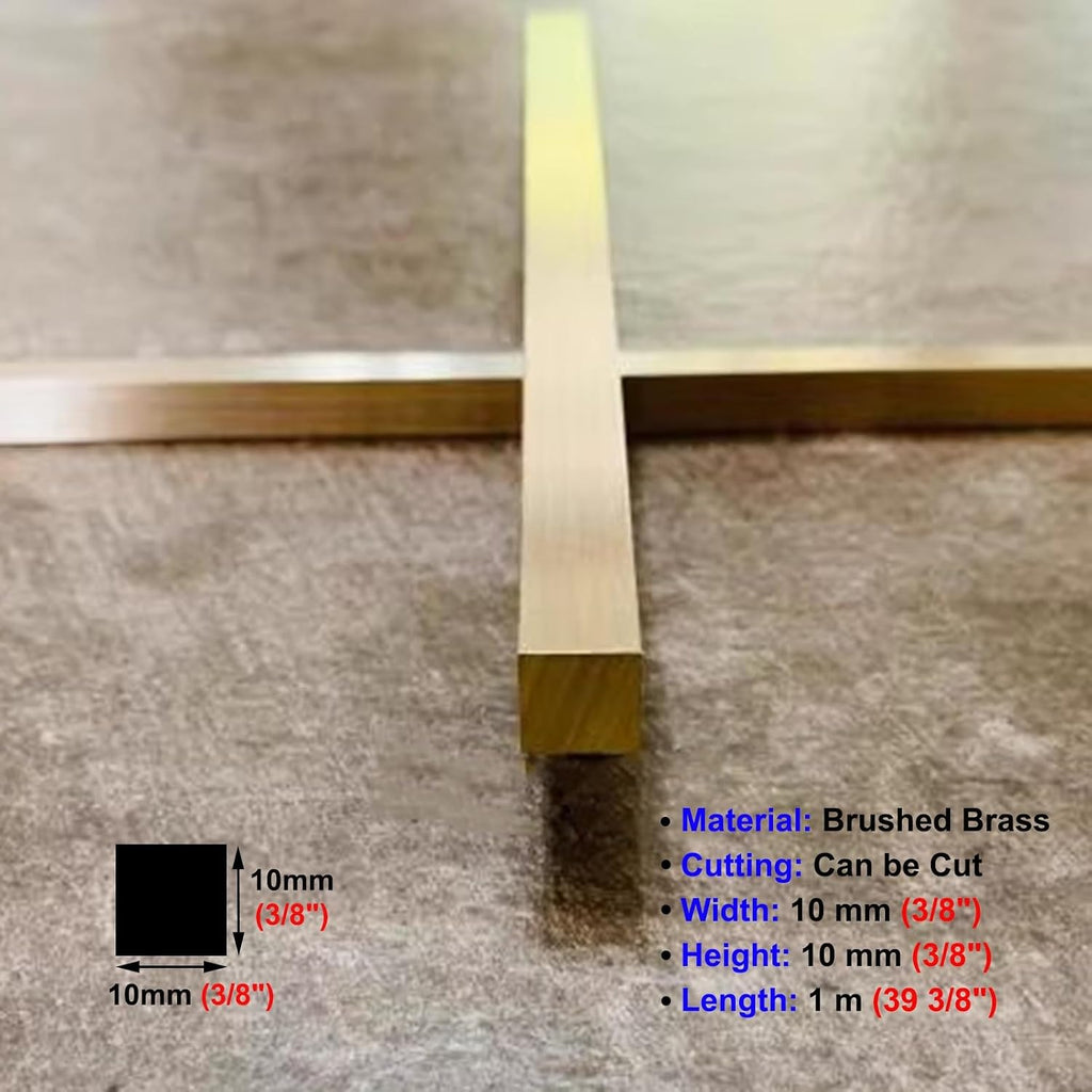Floor Transition Strip Brushed Brass Edge Strip for Doorway, Solid Metal Gap Bar for Tile/Wood, Rectangle Threshold Seam Ramp