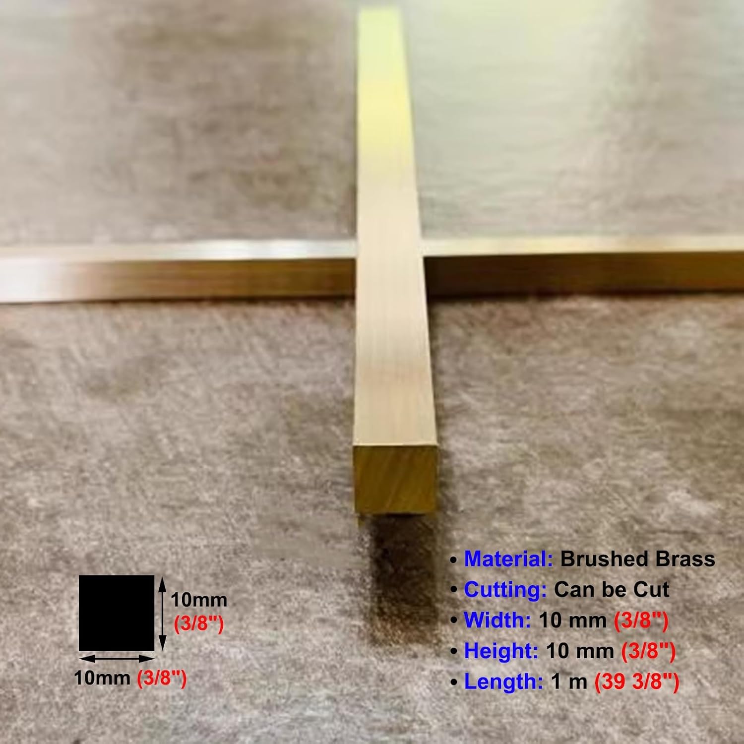 Floor Transition Strip Brushed Brass Edge Strip for Doorway, Solid Metal Gap Bar for Tile/Wood, Rectangle Threshold Seam Ramp