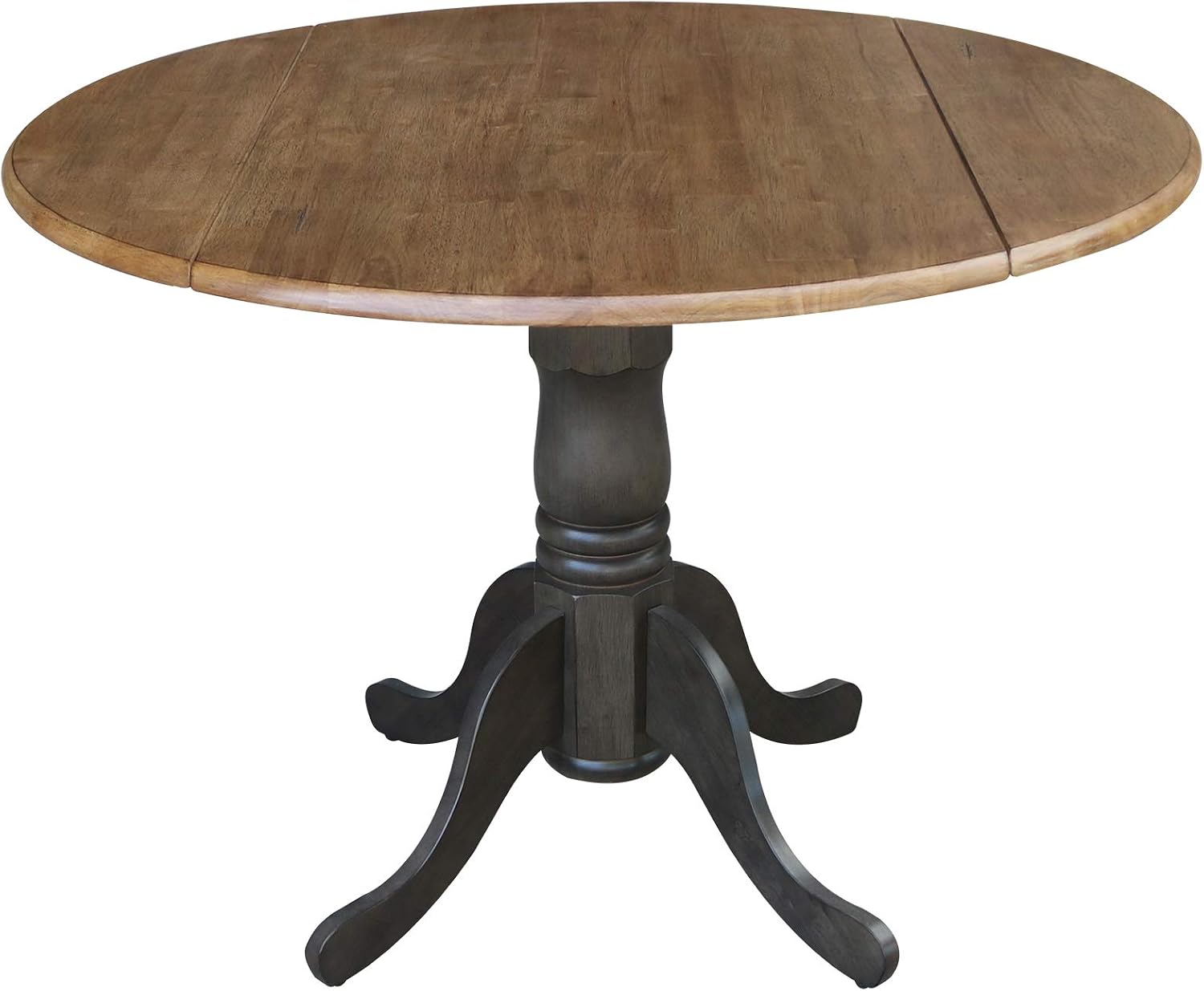 International Concepts 42 Inch Dual Drop Leaf Dining Height Table, Hickory/Washed Coal.