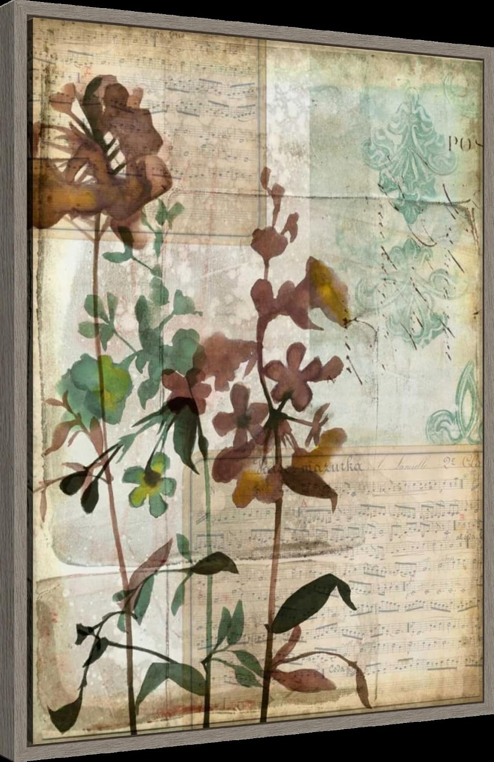 Amanti Art Framed Canvas Wall Art 30x23 Music Box Floral I by Jennifer Goldberger, Framed Wall Art Canvas, Flowers Artwork, Country Rustic Decor, Large Poster Painting for Living Room, Bedroom,