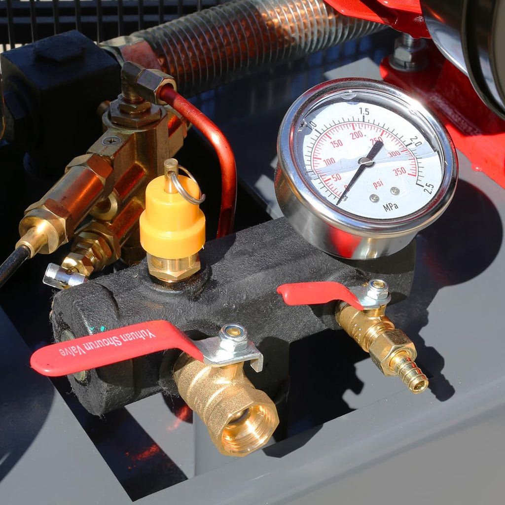 XtremepowerUS 13.0HP Horizontal Air Compressor Tank 30 Gallon Tank Gas-Powered 3-Cylinder Service Truck Mount Workshop, Construction Sites, Machinery