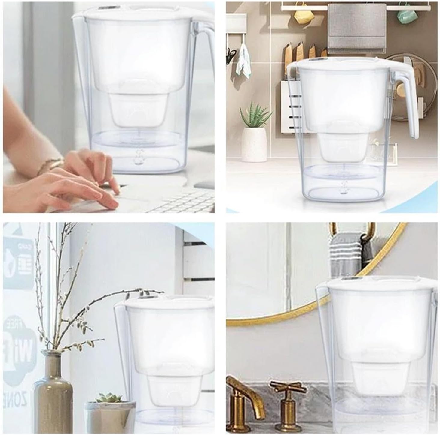 Water Filter Pitcher Water Filter Dispenser Countertop with Filter Change Indicator Domestic Quick Fill-Up Water Kettle for (Color : 3.6L)