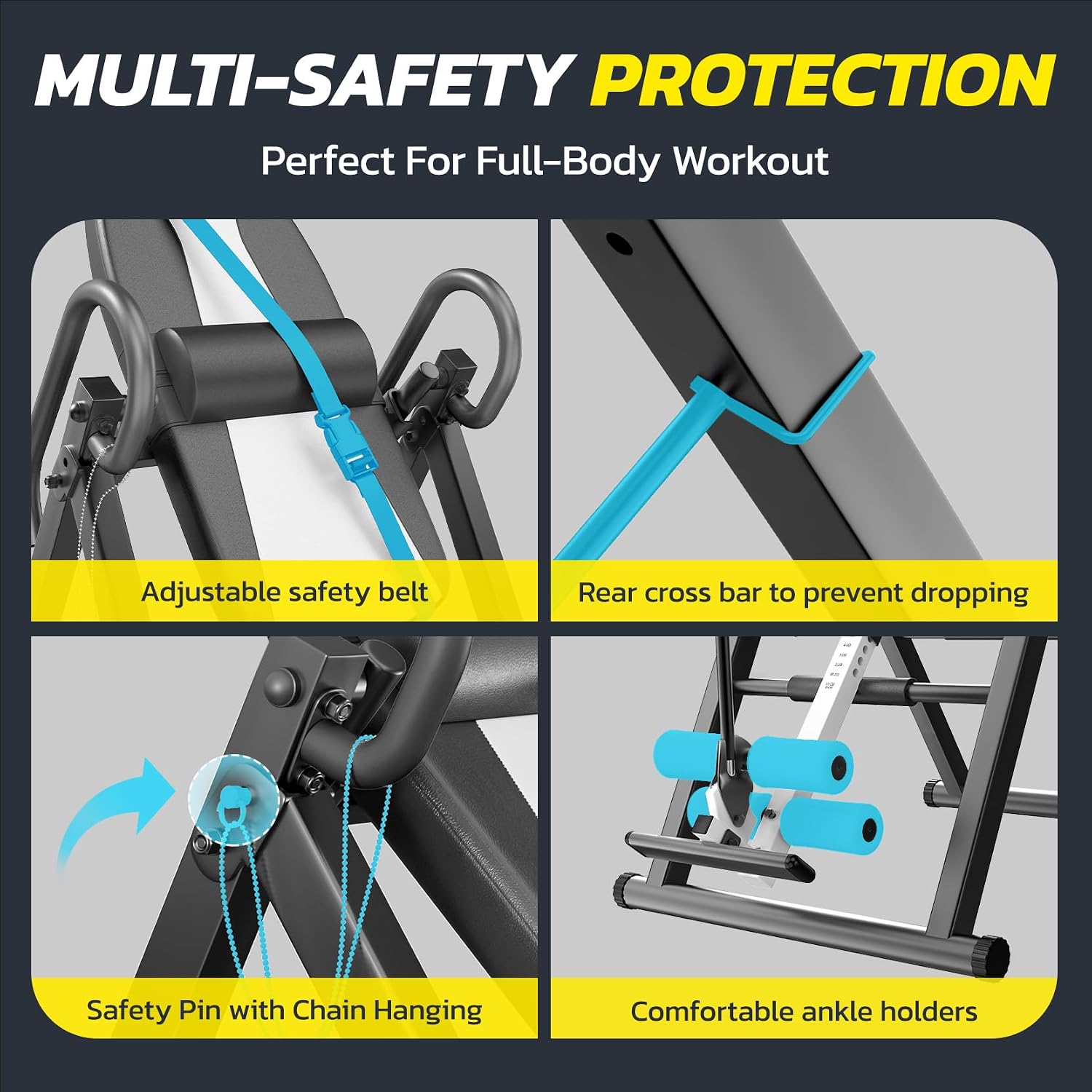 YOLEO Gravity Inversion Table for Back Pain Relief 2026 New Inversion Table w/Lumbar Support Easy to Assemble Back Stretcher Machine 300 lbs