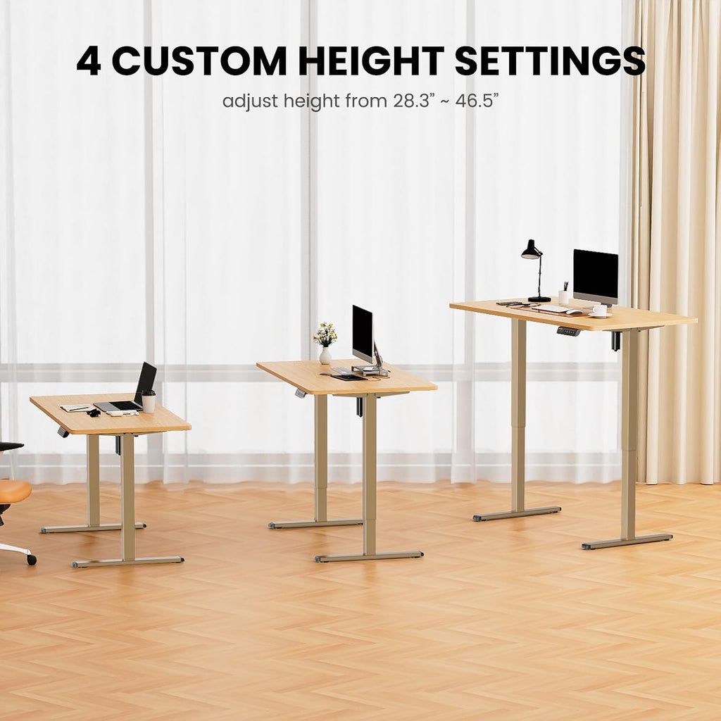 ErGear Electric Stand up Desk Frame,4 Memory Height Settings Height Adjustable Table Legs, Sit Stand Desk Frame Up to 47.2', Ergonomic Standing Desk Base Workstation, Gold Frame Only