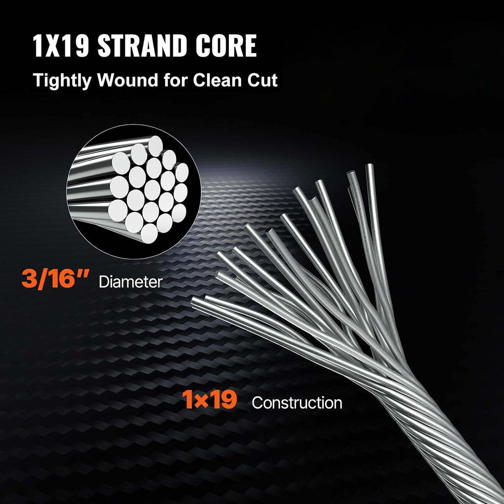BestEquip 3/16 Stainless Steel Cable 1000FT, T316 Marine Grade Wire Rope 1x19 Aircraft Cable Railing for Deck Rail String Lights Hanging Porch Fence DIY Baluster