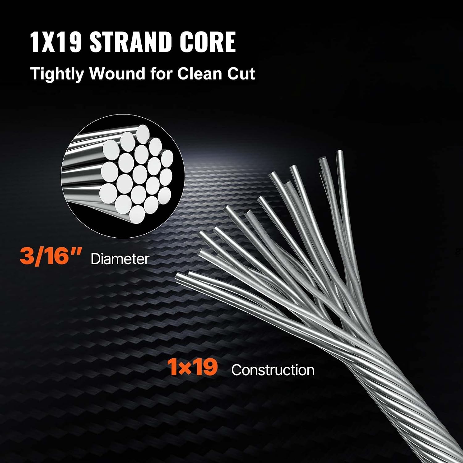 BestEquip 3/16 Stainless Steel Cable 1000FT, T316 Marine Grade Wire Rope 1x19 Aircraft Cable Railing for Deck Rail String Lights Hanging Porch Fence DIY Baluster