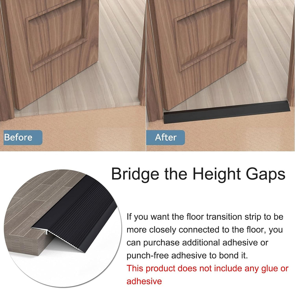 Threshold Ramps for Doorways, 4 Inch Floor Transition Strip Wood to Tile, Height Gap Between 0.4-1.4 Inch, Aluminum Floor Transition Threshold Strip for Carpet/Entry Door/Tile/Threshold/Wheelchair(Sil