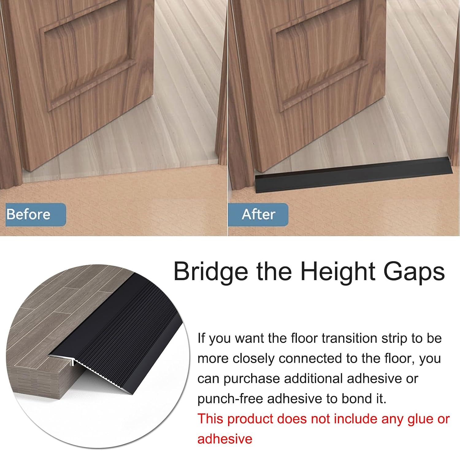 Threshold Ramps for Doorways, 4 Inch Floor Transition Strip Wood to Tile, Height Gap Between 0.4-1.4 Inch, Aluminum Floor Transition Threshold Strip for Carpet/Entry Door/Tile/Threshold/Wheelchair(Sil