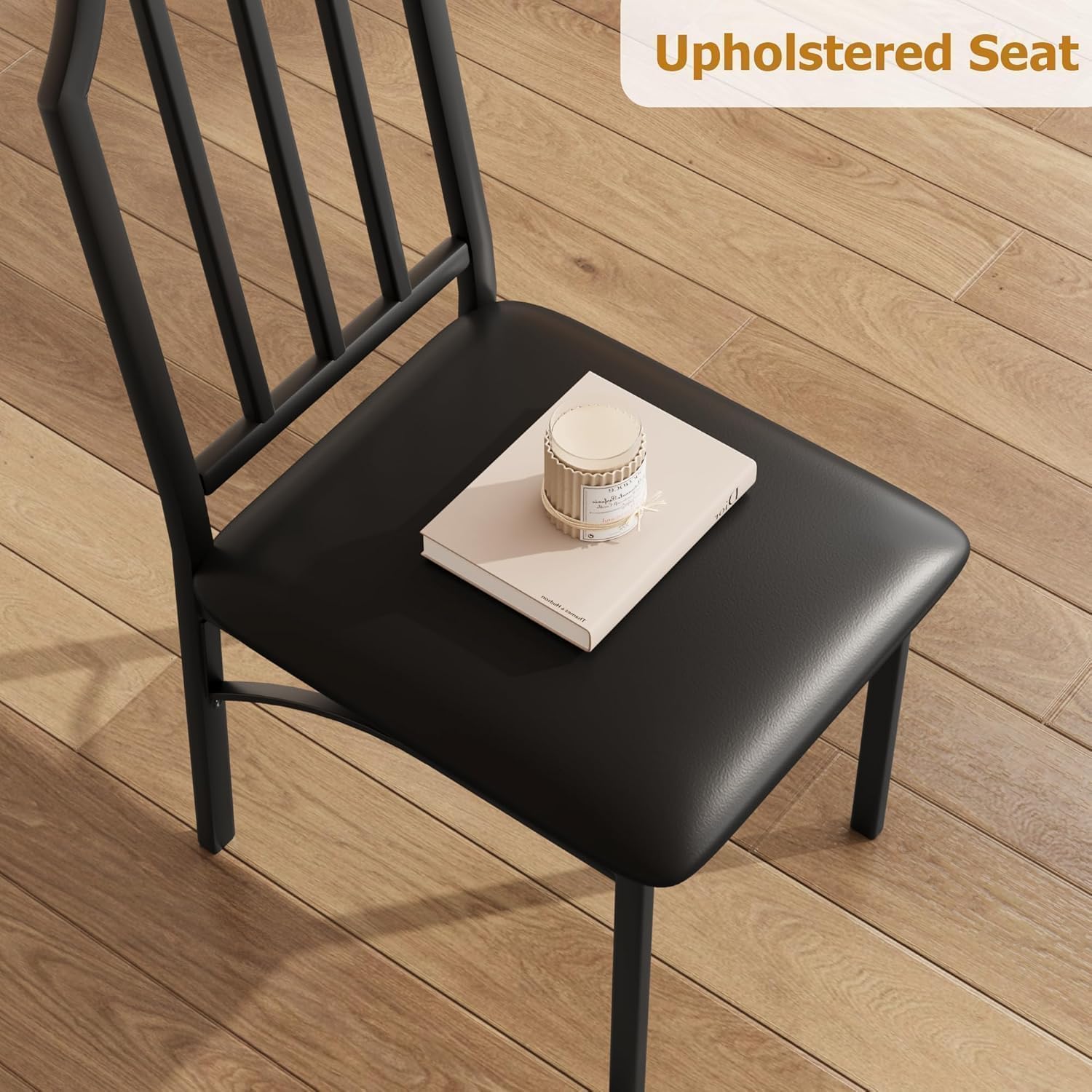 IDEALHOUSE Dining Table Set for 4, Kitchen Table Set of 4 with Upholstered Cushion Chairs, Dining Room Table Set with Kitchen Chairs, Easy to Assemble, Suitable for Apartment - (Rustic Walnut)