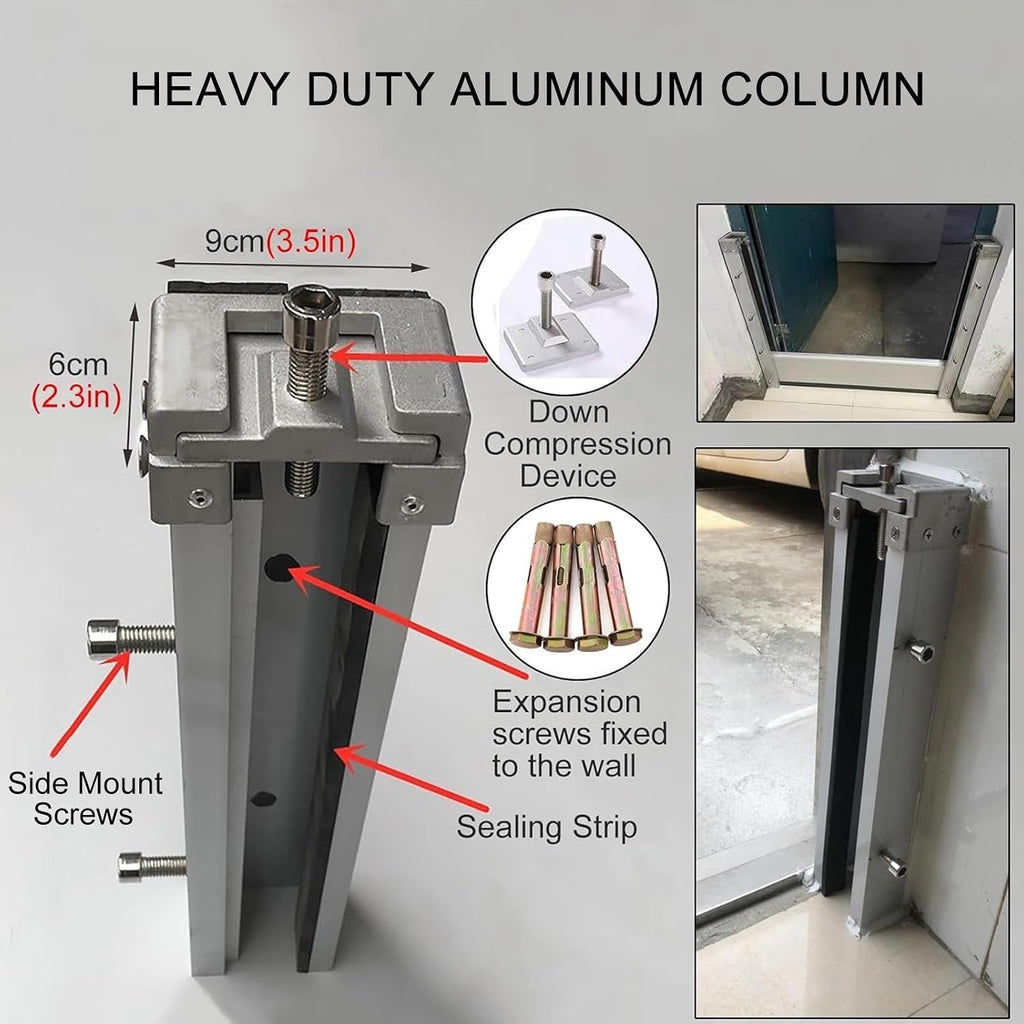 Flood Protection Barrier, Aluminum Flood Baffle with High Reflective Tape, Driveway/Doorway Temporary Dams, 40/60/80cm High Threshold Anti-Flood Wall (Size : 100 * 60cm/39 * 24in)
