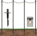 EXCELLO GLOBAL PRODUCTS Premium String Light Pole 4 Pack with 100' of LED Edison Bulb String Lights (Yard Mount)