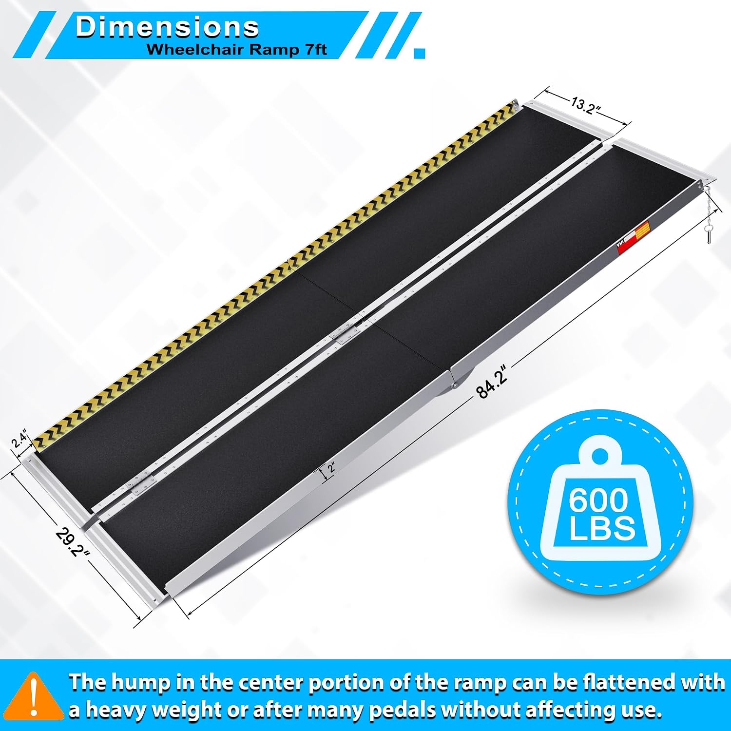 VNN 2FT & 7FT Portable Wheelchair Ramp, Non-Slip Aluminum Folding Handicap Ramp, Door Threshold Wheelchair Ramps for Home, Wheel Chair Ramp for Home Steps, Scooter Ramp for Car, Doorways, Curbs, Stair