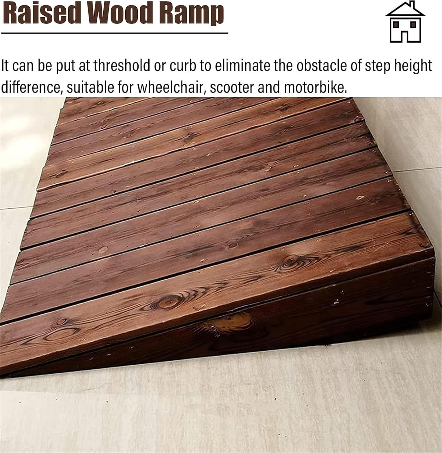 Ramps Threshold Ramp, Wood Threshold Ramps for Doorways, Portable Wheelchair Ramp for Steps 4 5 6 7 8 Inch Rise, Wooden Entry Ramp for Stair Step