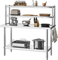 DWVO 48x24in Stainless Steel Table, NSF Metal Prep Worktable with Adjustable Overshelf for Kitchen Restaurant Hotel Garage Warehouse Home
