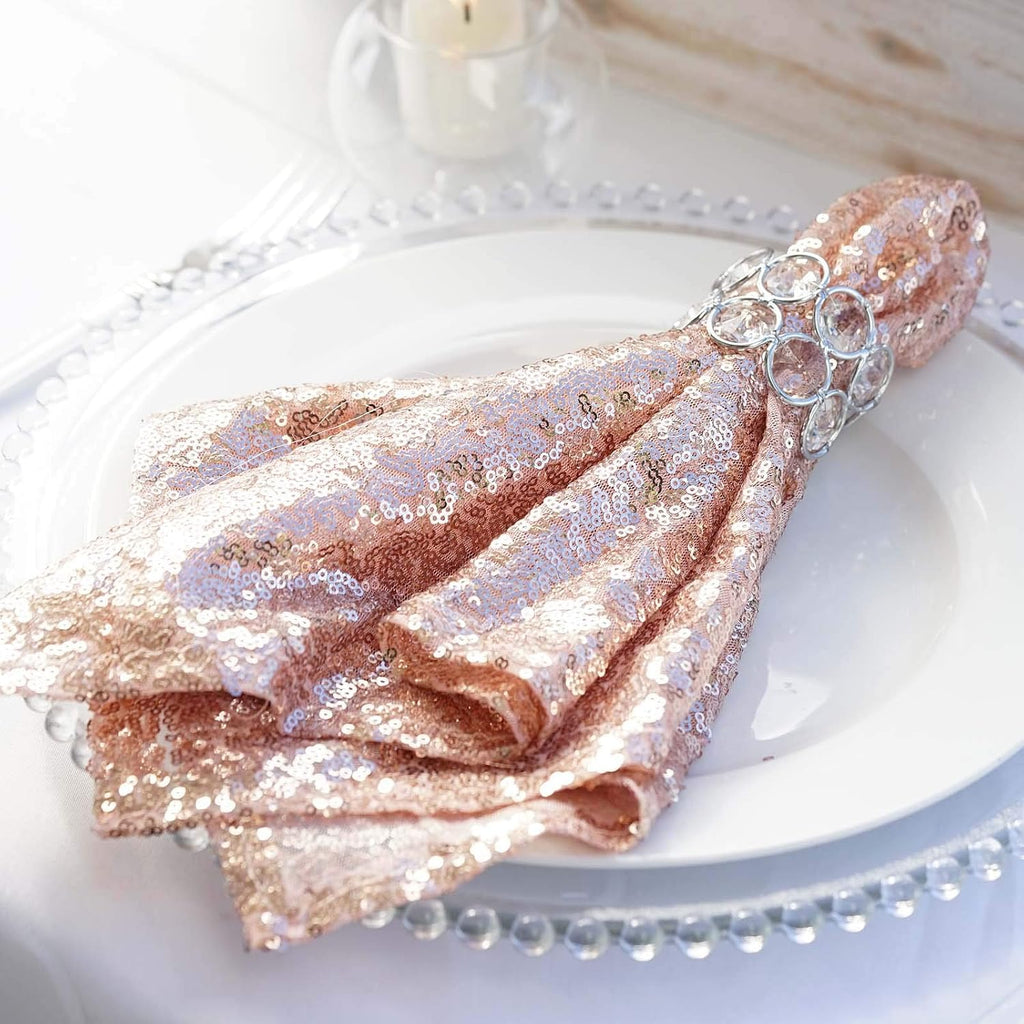 50 pcs 20-Inch Blush Sequins Napkins - for Wedding Party Restaurant Holiday Dinner