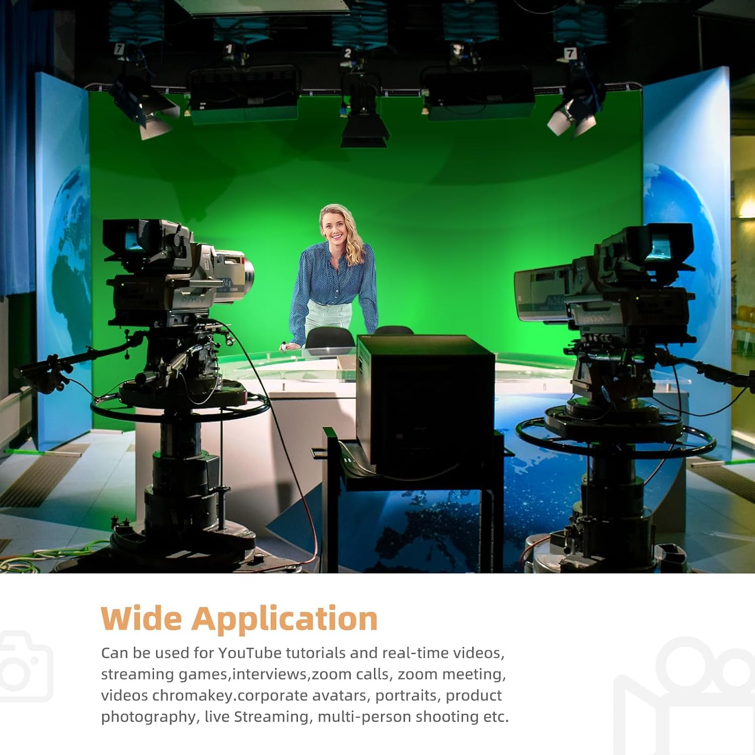 7.87ft x 13.12ft Large Green Screen Backdrop with Stand, Foldable Frame for Group Photo Backdrop, YouTube Creators, Streamers, Studio Photography, Video Shooting, Live Streaming & Gaming