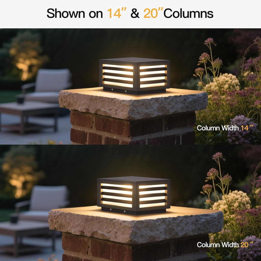 MVBT Post Lights Outdoor, 8.8' Hard Wired Pillar Lights Outdoor, IP54 Waterproof Column Light, 3000K Landscape Column Lamp, Square Pillar Patio Lamps Lighting for Posts Fence Deck Gate Entrance Yard