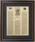 Framed Duty, Honor, Country Address - Douglas MacArthur. World War II Historical Documents. Handmade in USA