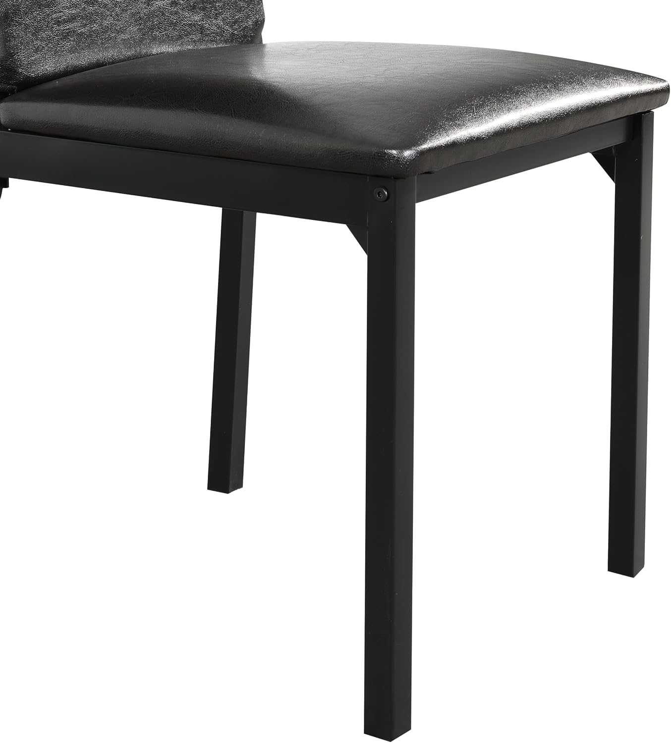 Roundhill Furniture 5 Piece Citico Metal Dinette Set with Laminated Faux Marble Top, White Table with Black Chairs