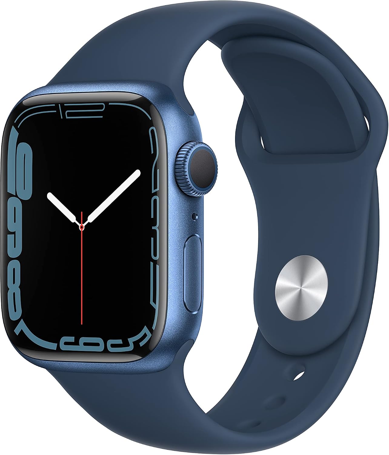 Apple Watch Series 7 [GPS 41mm] Smart Watch w/Blue Aluminum Case with Abyss Blue Sport Band. Fitness Tracker, Blood Oxygen & ECG Apps, Always-On Retina Display, Water Resistant