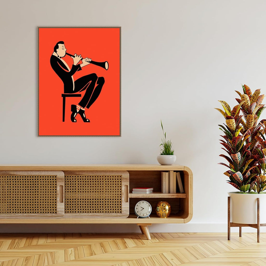 Amanti Art Framed Canvas Wall Art 42x32 The Clarinet by Mark Rogan, Framed Wall Art Canvas, Music Artwork, Traditional Decor, Oversize Poster Painting for Living Room, Bedroom, Bathroom, Kitchen,