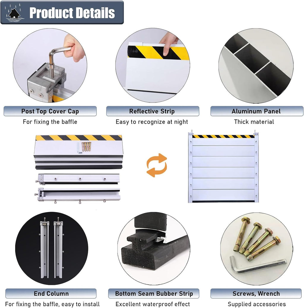 LXLZYXSF Custom Removable Water Blocker for Flooding, Flood Prevention Barrier Heavy Duty Aluminum Reusable, Doorways Flood Defense Panels Modular Units