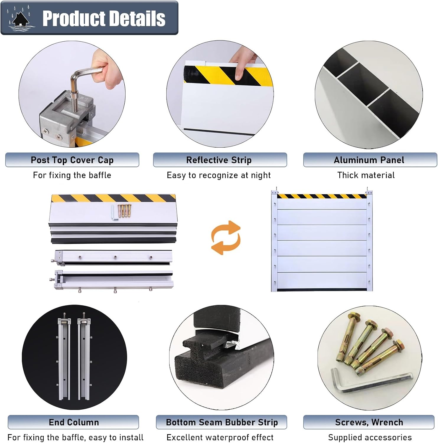 LXLZYXSF Custom Removable Water Blocker for Flooding, Flood Prevention Barrier Heavy Duty Aluminum Reusable, Doorways Flood Defense Panels Modular Units