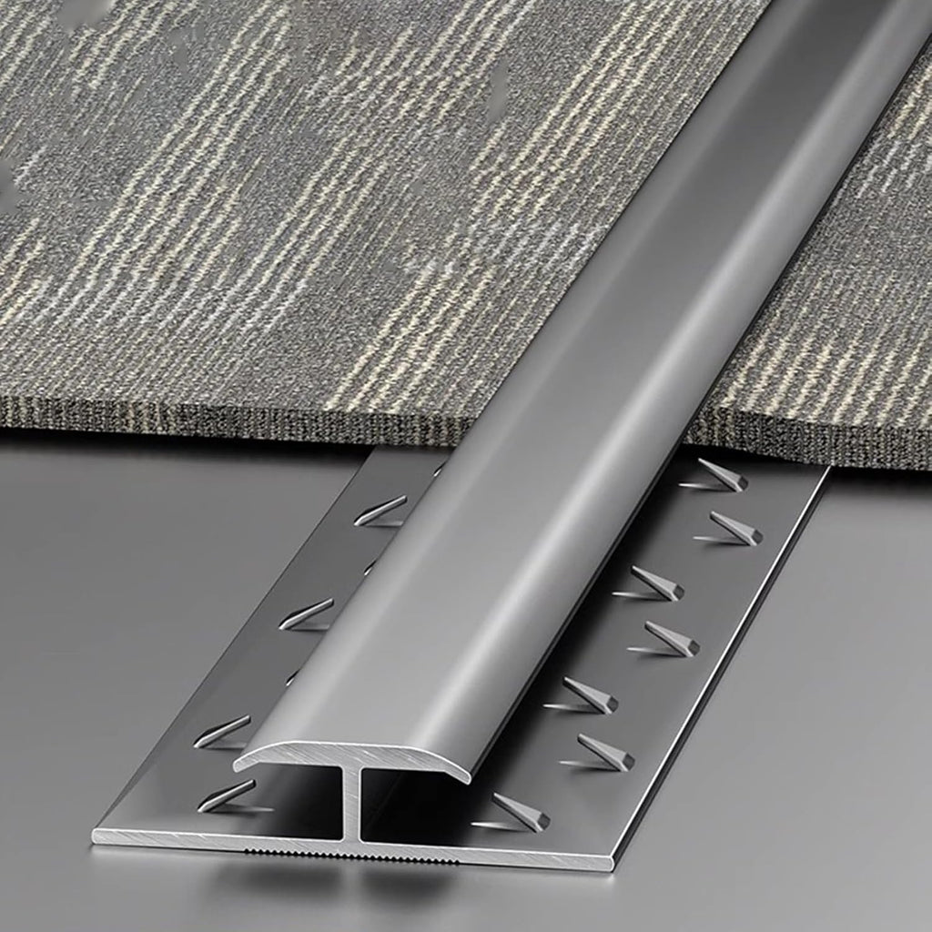 Floor Transition Strip Carpet Transition Tack Strip for Thresholds Edge Trim, Teeth Molding Thresholds Flap Bar for Doorways, Decorative Transitions Ramps Trim for Exterior(Gray)