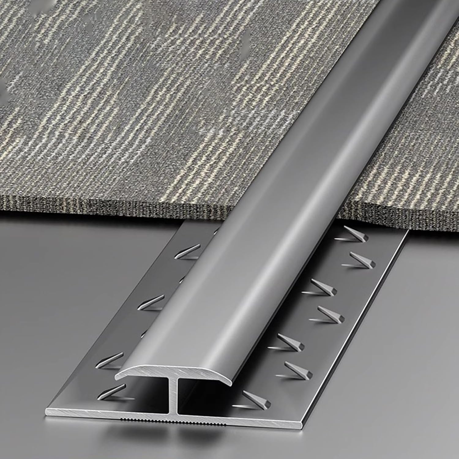 Floor Transition Strip Carpet Transition Tack Strip for Thresholds Edge Trim, Teeth Molding Thresholds Flap Bar for Doorways, Decorative Transitions Ramps Trim for Exterior(Gray)