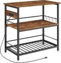 HOOBRO Kitchen Island with Storage, Kitchen Island Table with Power Outlet, 47.2' L 3 Tier Kitchen Counter and Microwave Stand, for Home, Kitchen and Dining Room, Rustic Brown and Black BF120UZD01